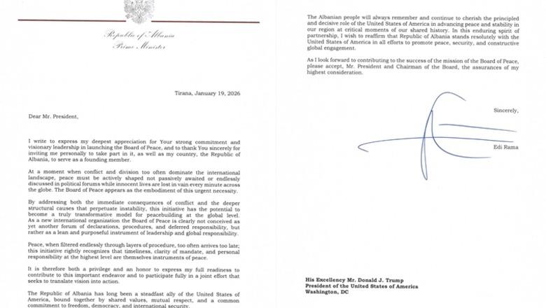 Kryeministri Rama i përgjigjet ftesës së Presidentit Donald J. Trump për të marrë pjesë në Bordin e Paqes